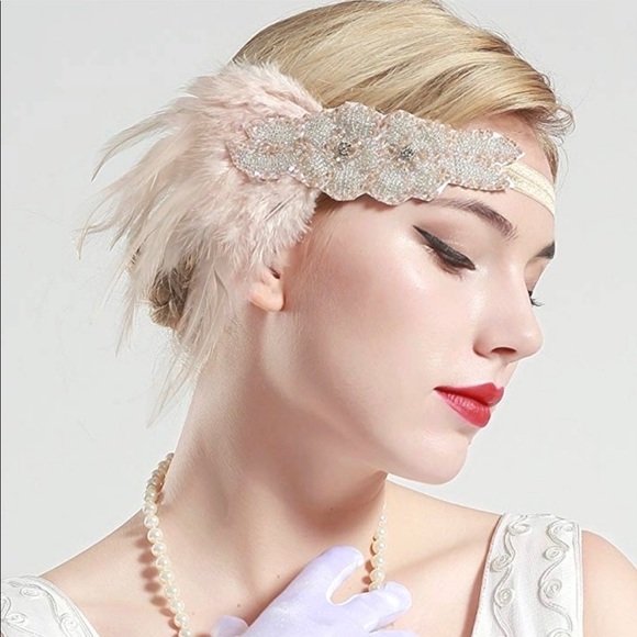 Feather Headband 1920’s Flapper Great Gasby Style - Picture 4 of 8